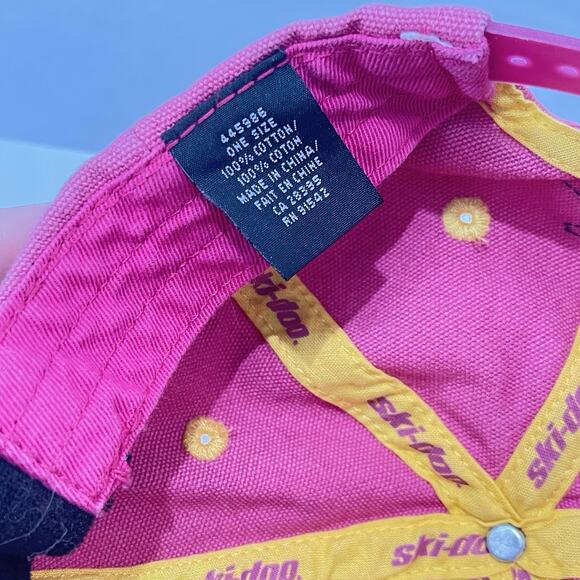Vintage Ski-Doo Hat SnapBack Adjustable Unisex Adult Pink Racing Snowmobile - Picture 7 of 8